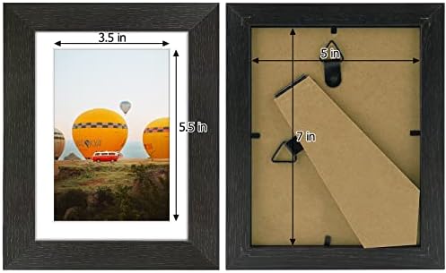 Artă de stat de aur, 5x7 set de cadre de imagine cu 4 rame foto din lemn de fermă, afișare 4x6 fotografie cu covoraș sau 5x7