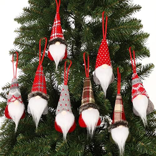 Crăciun gnomi suedezi ornamente handmade plush tomte gnome ornamente arbore agățat gnomi cu pălărie și barbă scandinavă suedeză Santa elf seturi pentru decor de Crăciun 8 stiluri