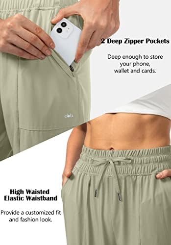 Pantaloni de golf ușoare pentru femei obla cu buzunare cu fermoar pantaloni de gleznă cu talie înaltă cu talie înaltă