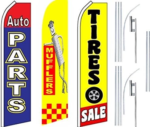 Servicii Auto Servicii Super Flag 3 Pack & Poles-Auto-Parts-Mufflers-Tires