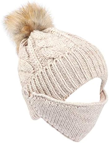 Pălărie clasică caldă de iarnă de toamnă caldă - moale caldă caldă cu manșetă leopard tricotat cu nervuri detașabile, capac
