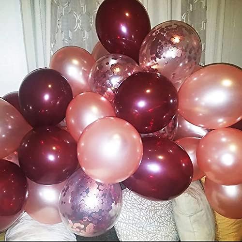 Baloane din aur roz Burgundy / Decorațiuni de ziua de naștere din Aur Roz Burgundy / Decorațiuni de duș de mireasă de toamnă 15 buc Decorațiuni de nuntă din aur maro / Decorațiuni de petrecere a burlacilor din Aur Roz