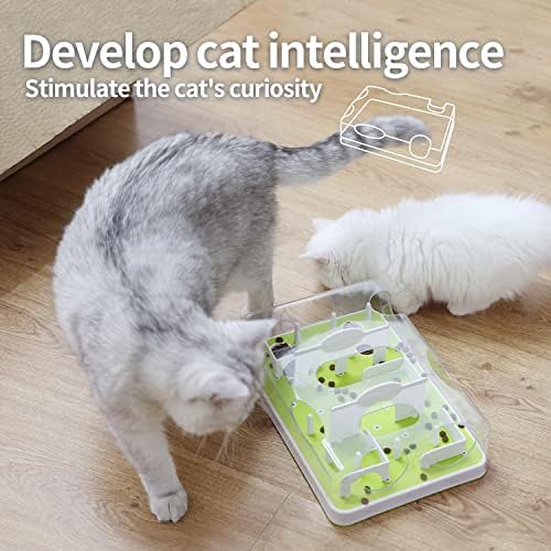 Toate pentru Paws interactive Cat Puzzle Feeder, stimulare mentală Cat Maze Toy Slow Feeding treat Dispenser pentru pisici