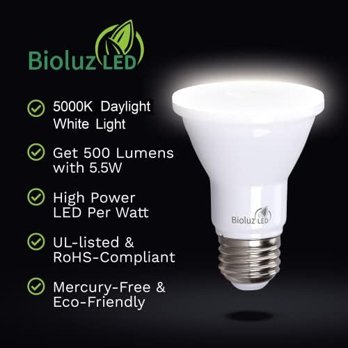 Bioluz led PAR20 Becuri LED 5000k 90 CRI 5.5 W = 75W înlocuire 500 Lumen lampă reglabilă-ul listat & amp; Titlu 20