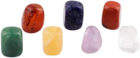 Rockcloud Healing Crystal Kit, colorat 7 Chakra Stones Tumbled & 7 Stones Crut Set Mineral Starter