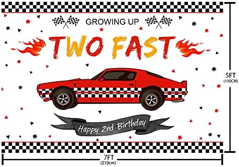 Mehofond Două naștere rapidă de naștere mașină de curse de curse 2 de naștere a 2 -a petrecere de naștere decor banner pentru