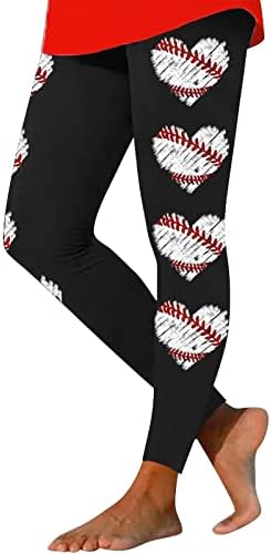 Baseball imprimare jambiere pentru femei talie mare rulează Yoga jambiere Ultra moale periat elastic confortabil atletic Pantaloni