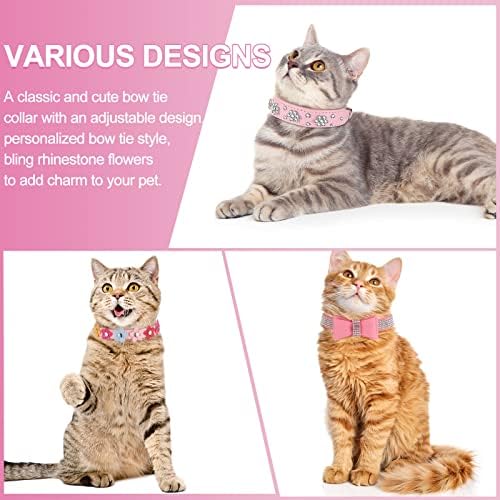 Saintrygo 6 PC -uri fete gulere de cățeluș roz guler pentru câini rinotanuri câine guler de pisici bling diamant cu coroană