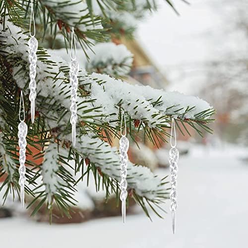 36 PC -uri ornamente de icicle pentru brad de Crăciun 5,1 inci icicule acrilice limpede, ornament de picătură, set icicle răsucit cu linie de rulare de cristal pentru cristale de cristal pentru vacanță de nuntă decor de iarnă