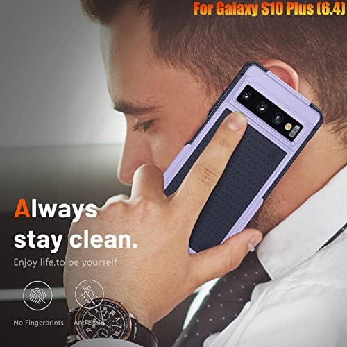 Carcasă grea YMXDMD pentru Samsung Galaxy S10 Plus/S10+ 6,4 inci, 4 colțuri cu airbag -uri [Protecția cu picături de 12ft], suport pentru bara de protecție fără alunecare, carcasă rezistentă la picături -Blue/Purple