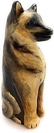 Sculptură din lemn Shepherd Dog de 7,48 înălțime, figurină, sculptat din handmade -ul handmade -ului autorului de lemn.