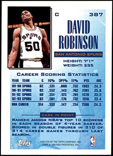 1993 Topps 387 Viitorul lider de notare David Robinson San Antonio Spurs NM/MT Spurs Academia Navală a Statelor Unite
