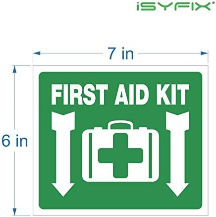 Semn de autocolant al kitului de prim ajutor Isyfix pentru casă, școli și afaceri - 4 pachet 7x6 inch - vinil autoadeziv premium,