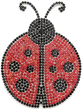 Bling Ladybug Rinones Decal, cristal spumant impermeabil Negru și Red Beetle Ladybird Sticker 3,5 '' Înălțime