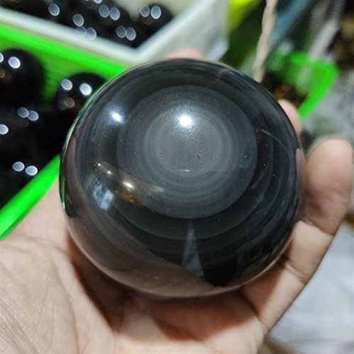 XUQULI 70mm Obsidian negru natural curcubeu ochi de pisică sferă minge de Cristal Piatră de vindecare alegere excelentă pentru decorarea casei