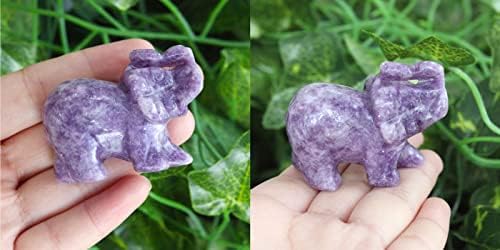 YATOJUZI 2 Ametist elefant Decor vindecare cristal drăguț lustruit piatra naturala sculptate manual și 0.45 lb Ametist Vrac