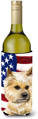 Caroline's Treasures BB9690LITERK CAIRN TERRIER Patriotic Vin Bottle Hugger, sticla cu mânecă rece Hugger Mașină lavabilă Izolatorul pliabil Băut Izolat Izolat,