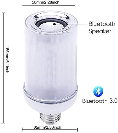 Lumini de muzică colorate LED BSOD LED RGBW Flame Bulb Speaker Lamp E27, Bluetooth 3.0, lămpi de difuzoare audio inteligente cu telecomandă cu 24 de taste