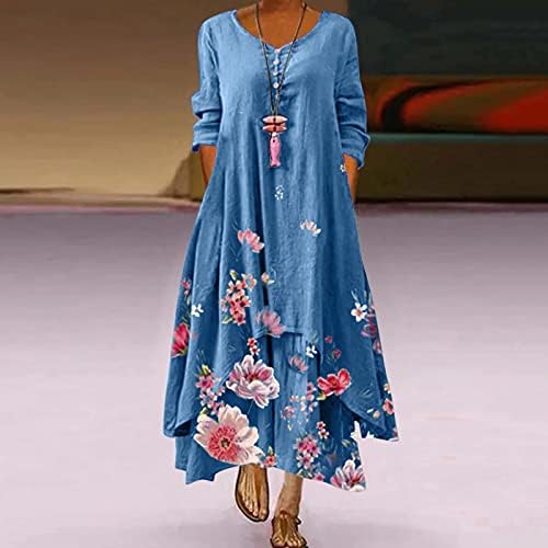 Rochii de vacanță nlomoct pentru femei vintage plus dimensiune 3/4 mânecă boho solid rochie maximă maxi liberă vară casual