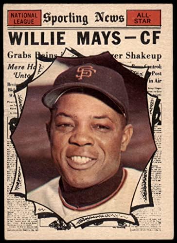 1961 Topps # 579 All-Star Willie Mays San Francisco Giants Good Giants
