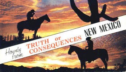 Adevăr sau consecințe, carte poștală din New Mexico