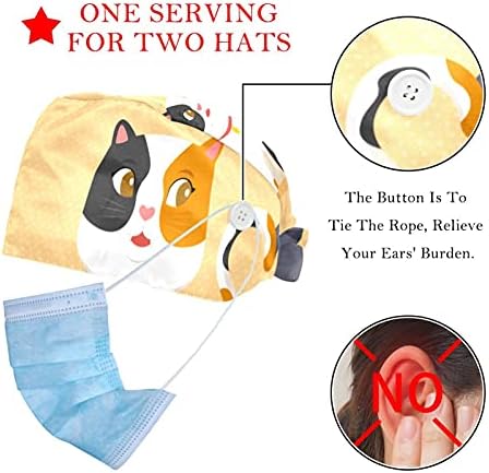 Deyya 2 pachete cireșe & amp; Red Ribborn capac de lucru reglabil cu buton Sweatband pentru asistente medicale femei coada de cal pălărie