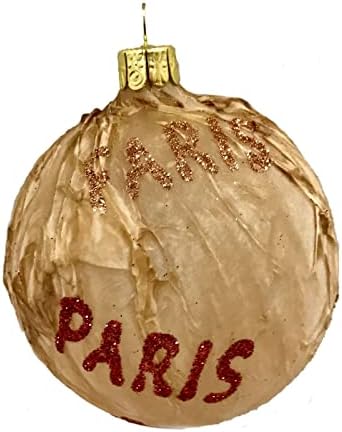 Paris France Decoupage Ball Glass Glass Cehă de Crăciun Decor de călătorie