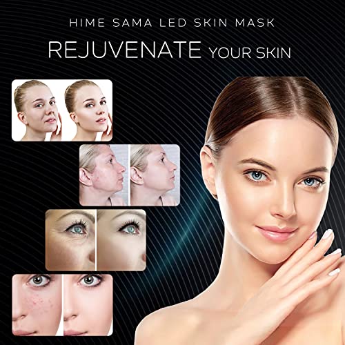 Hime sama led Face mask Light therapy, Pro 7 Led Light Facial skin care Mask, Mască de față cu Lumină Albastră și roșie pentru