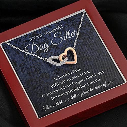 Bijuterii cu carduri de mesaje, colier handmade- cadouri personalizate inimi interblocare, colier cadou pentru câini, cadou
