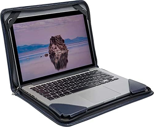 Carcasă Messenger Laptop din piele albastră Broonel - Compatibil cu HP Chromebook 14 G5 14 FHD