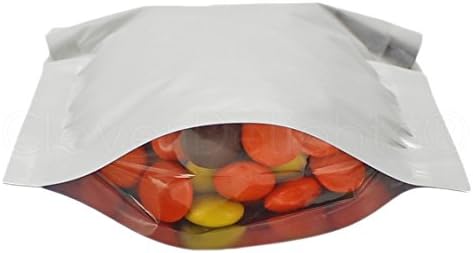 CleverDelights 2oz Stand Up Hompes - Satin Silver Color - 100 Pack - 4 x 6 x 2