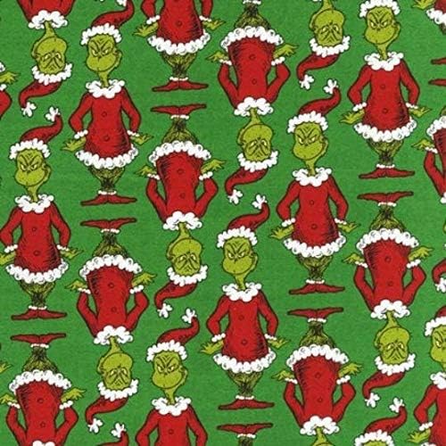 Cum a furat Grinch Crăciun Grinch Fabric - 1 Curte de Grinch pe verde de la Dr. Seuss de Robert Kaufman Fabric