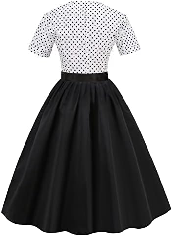1950 Vintage femei rochie polka Dot Rockabilly Audrey Hepburn rochie maneca scurta Retro Dantela butonul Bal Swing Rochii