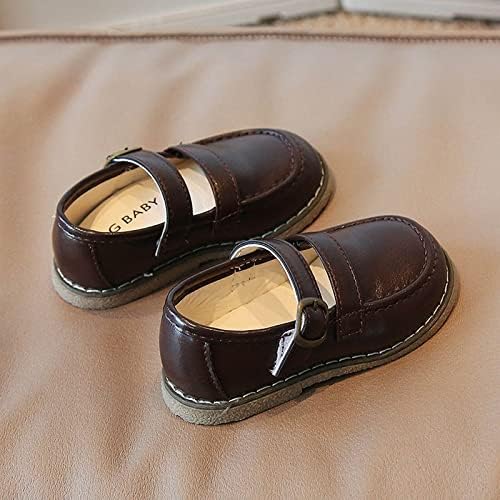 Moda Toamna Fete Casual Pantofi Plat Rotund Toe Ușoare Solide Culoare Cataramă Rochie Pantofi Stil Simplu Toddler Pantofi