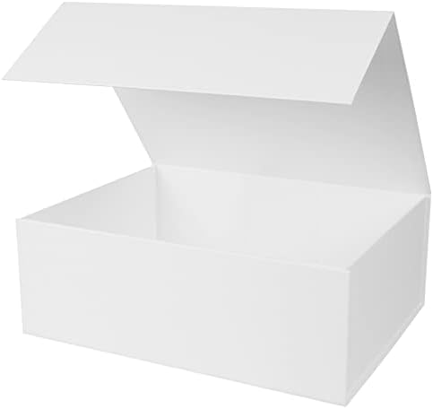 Cutie cadou pliabilă albă mare Aimyoo cu capace de închidere magnetică 13.8x9x4. 3 in, cutii de propuneri pentru domnișoare de Onoare, cutie cadou dreptunghiulară pentru depozitarea zilei de naștere la absolvire