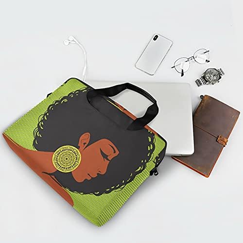ALAZA AFRICAN AMERICAN AMERICAN AFRO Laptop Bag cu mânecă cu mânecă portabilă Crossbody Messenger servietă cu mâner cu curea, 13 14 15,6 inch