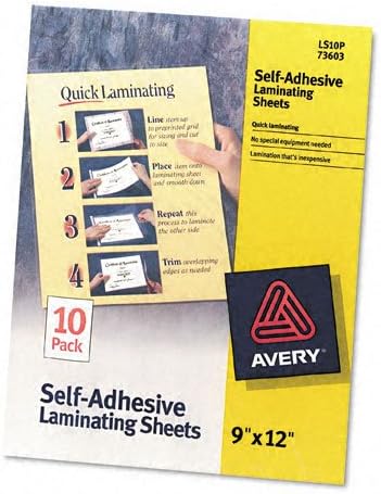 Avery Consumer Products Corporation - Fișe de laminare auto -adezivă, 9 x12, 10/PK în fiecare pachet în valoare totală de 20 de sheeets, - vândute ca 2 pk