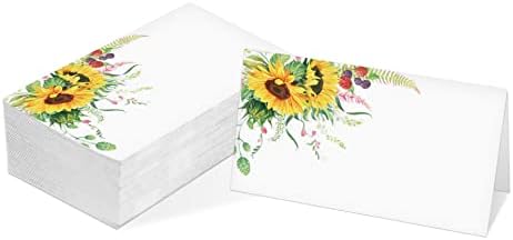 Card de masă de masă, cărți de stil tematice de floarea soarelui, pachet de 25 de card de recepție pe jumătate de recepție, perfect pentru petrecere de floarea-soarelui, nuntă, mireasă și duș pentru copii, ziua de naștere, banchet și evenimente speciale A21