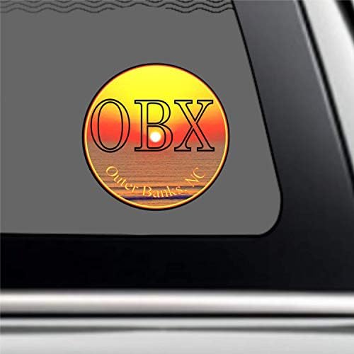 OBX Outer Banks Sunrise Bumper Sticker / Carolina de Nord NC Premium Vinyl Circle Car Decal-pentru Laptop auto Hydro-Flask Sticla de apa bastoane oriunde bariera insule Roanoke Island pescuit