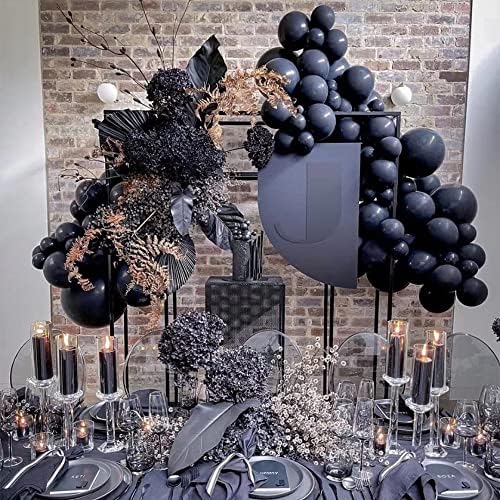 Baloane negre Latex Petrecere baloane, 80pcs 5inch 12inch Negru Petrecere decorare baloane pentru tema negru nunta ziua de
