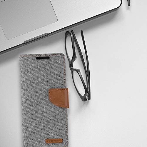 GOOSPERY Canvas portofel pentru Samsung Galaxy Note 10 Plus caz Denim Stand Flip Cover-Gri