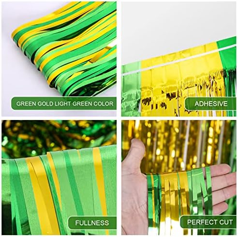 Lolstar 5 pachete de St. Patrick 's Day Foil Fringe perdele St Patrick' s Day Party Decoration, 3.3 x 6.6 ft aur verde și beteală