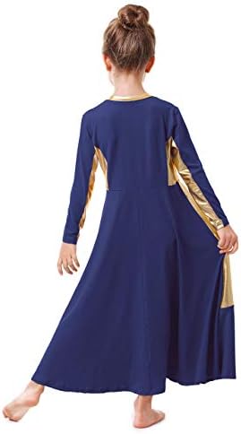 Fete Ibakom laudă închinare liturgică cu lungime întreagă rochie de dans din aur metalic, în formă de îmbrăcăminte de dance