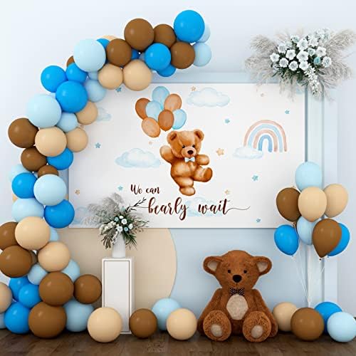 Ursuleț de pluș Baby Shower decoratiuni pentru băiat Boho față de masă fundal baloane arc set putem Bearly așteptați maro albastru