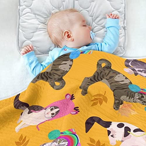 Pătură de iarbă pisici de iarnă Pisicări de bumbac pentru sugari, primire pătură, pătură moale ușoară pentru pătuț pentru pătuț, cărucior, pături de pepinieră, 30x40 in, portocaliu
