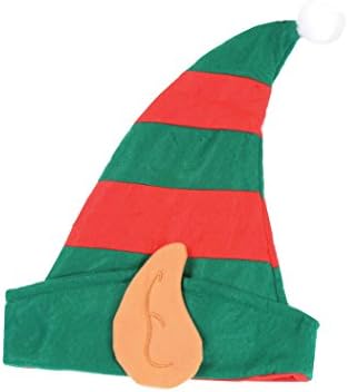 Pălărie de Elf de Crăciun Beistle cu urechi - 1 buc, roșu / verde / alb / maro