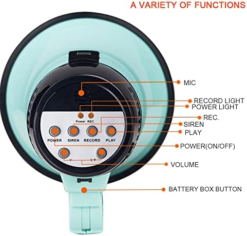 HornPro difuzor megafon portabil Siren Bullhorn-Compact și cu baterie cu putere de 20 de wați, microfon, sunet PA și mâner pliabil pentru exterior și interior
