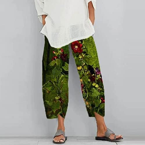 Pantaloni Capri pentru femei Echiney, Womens Yoga Vintage Imprimare Elastică Elastică Lounge Pants Capris liber