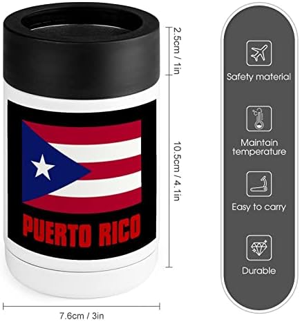 Pride of Puerto Rico Flag Cooler Cup din oțel inoxidabil izolat poate răcire Tumbler cu capace pentru femei pentru bărbați