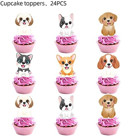 Anzmeng 50 decoratiuni ziua de nastere câine inclusiv bannere ziua de nastere, tort Toppers, cupcake Toppers, baloane, Swirls
